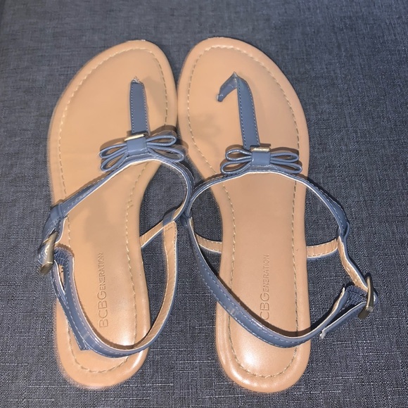 Blue & Tan BCBG Gladiator Strap Flat Sandals - Picture 2 of 5
